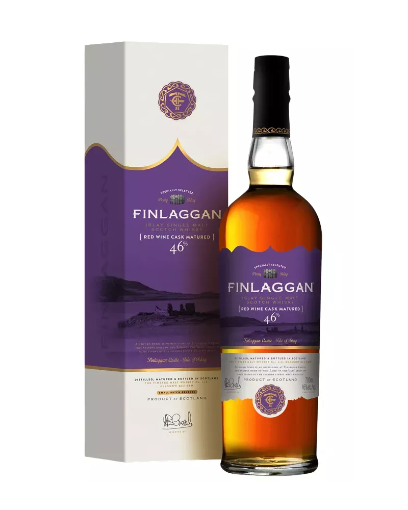 Finlaggan Red Wine Cask Matured 0,7 L 46% – torfowa whisky single malt z Islay dojrzewająca w beczkach po czerwonym winie