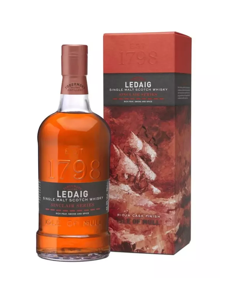 Ledaig Sinclair 0,7 L 46,3% – torfowa whisky single malt z wyspy Mull dojrzewająca w beczkach po winie porto